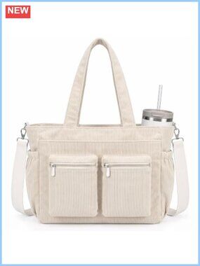 Corduroy Tote Bag Women 14 Pockets 40oz Tumbler Laptop Work Nurse School